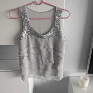 Ruffled sequence sleeveless top